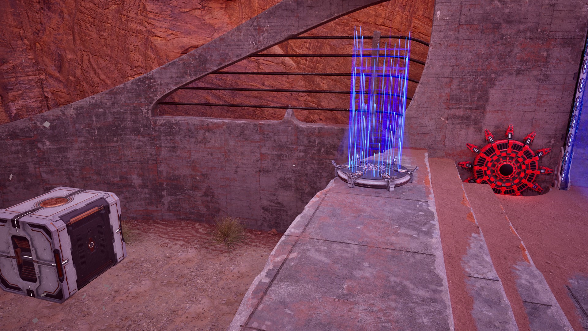 Step 7: Step onto the ledge on the tower, grab the teleporter, and put it on the edge.