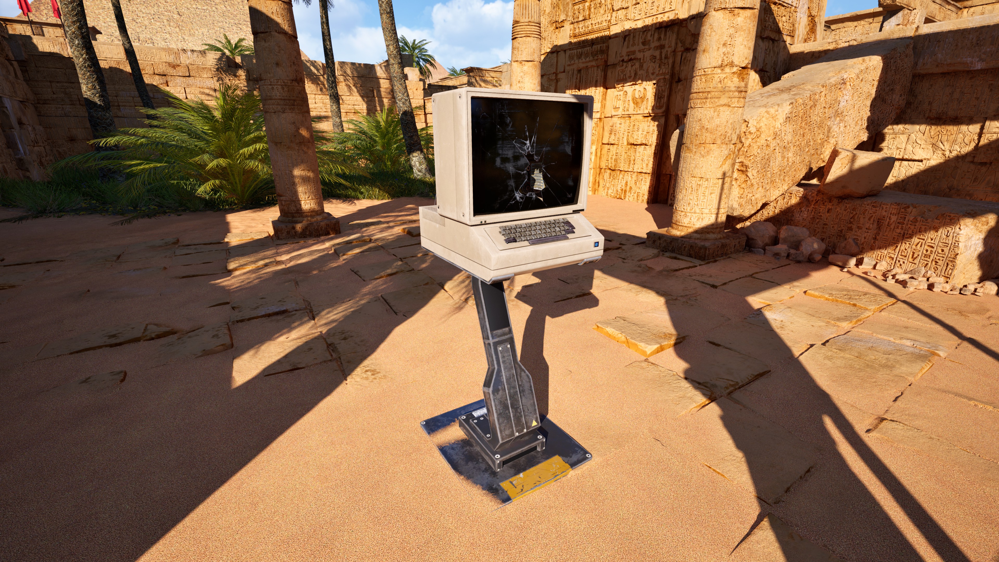 A broken terminal similar to those found in The Talos Principle is placed out-of-bounds, in a closed room next to the hub.