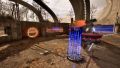 Teleport through a window. Put the teleporter down. Grab the driller and drill the bronze wall opposite the progress wheel. Position the driller on the rail drone.