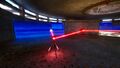 Bring the Connector into the starting room and link the red Emitter to the red Receiver.