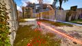 Take the red Activator, keep it connected to the red Emitter and place it down in front of the Blue door.